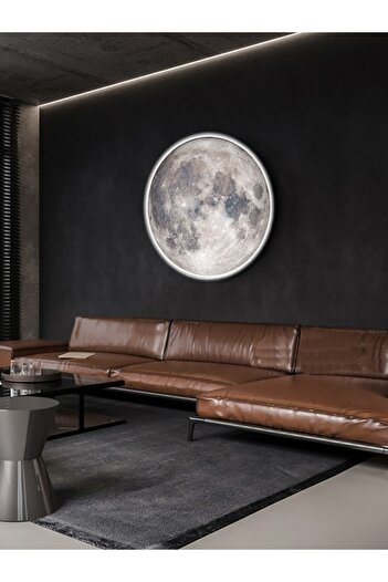 Gökyüzü Panel Moon Led Sconce - 30cm Diameter, Led 25watt, Modern Wall Sconce, Bedroom and Living Room Sconce Models