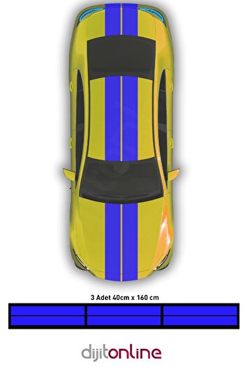 Dijitonline 3 buc - Autocolant cu bandă dublă pentru capota portbagajului - Autocolant cu bandă completă - 40 cm X 160 cm