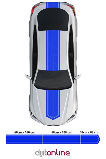 Dijitonline 3 buc - Autocolant cu bandă dublă pentru capota portbagajului - Autocolant cu bandă completă - Autocolant cu bandă