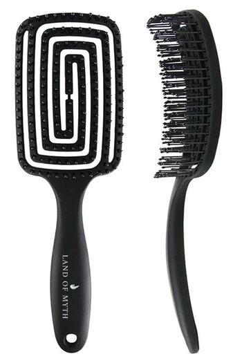 LAND OF MYTH Lom1271 Three-Dimensional Flexible Hair Lightening and Combing Brush, Flexible Pro Brush (black)