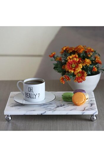 Akayev Marble Lilac 30x20 Cm Silver Bead Leg Presentation Plate