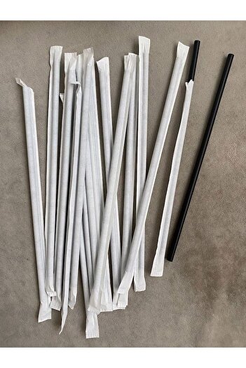 KURTSAN AMBALAJ Paper Wrapped Plastic Straws (200 Pcs)