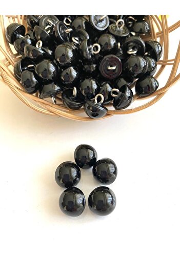 canan dizayn Half Pearl Button Metal Leg Black 12 Mm. (12Pcs)