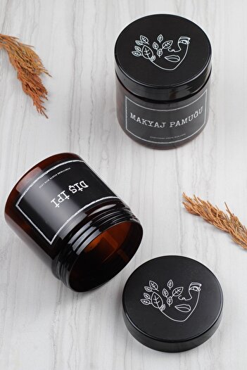 incili home Decorative Amber Color Dental Floss And Makeup Cotton Box Plastic Jar 500 Ml Bathroom Organizer