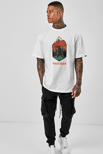 Pasage Sc Plus Oversize Mackbear Printed White Tshirt