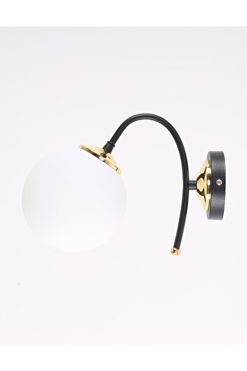 MŞ Aydınlatma Yoyo Black Gold White Glass Sconce