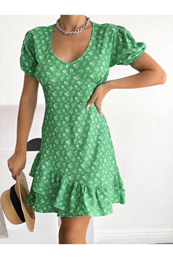 jöns since 1997 Women's V-Neck Skirt Ruffle Short Sleeve Dress