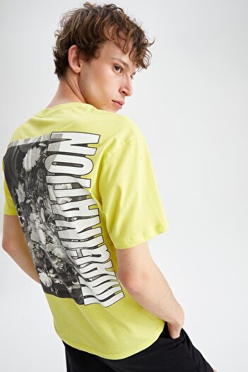 DeFacto Μπλουζάκι με κοντό μανίκι Regular Fit Crew Back με στάμπα