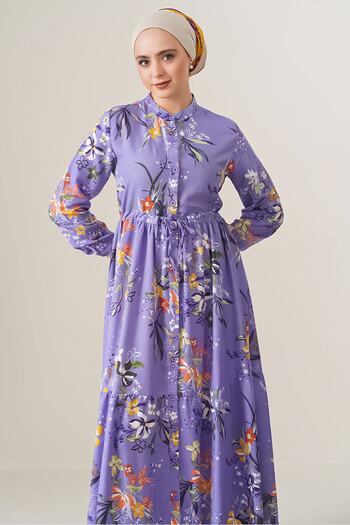 Bigdart 2144 Magnificent Collar Hijab Dress - A.lila