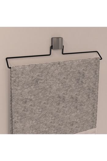 decorev Luxury Bathroom - Stainless Chrome Metal Towel Holder, Long Hanger and Adhesive