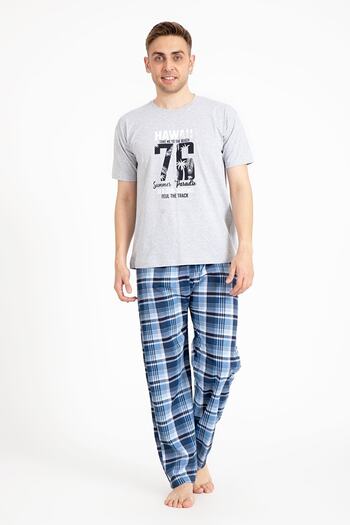 TAMPAP Men's Printed Pajama Set Short Sleeve