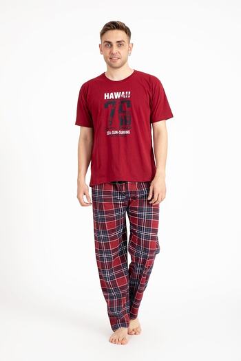 TAMPAP Men's Printed Pajama Set Short Sleeve