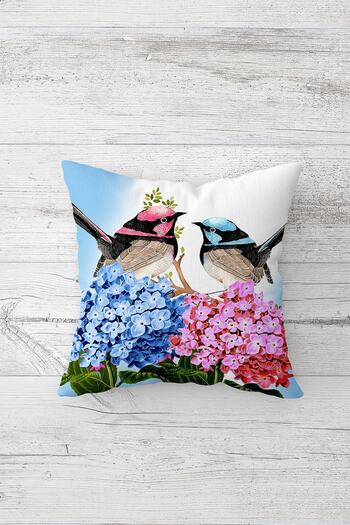 on the clouds Hydrangea Flower And Bird Double Sided Printed Hidden Zippered Pillowcase Throw Pillow Pillowcase
