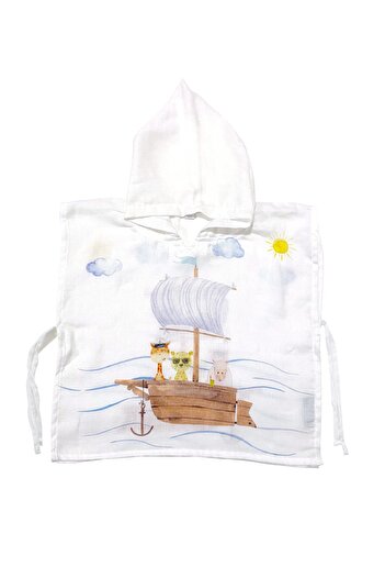 Casadora Baby Funny Ship Cotton Baby Muslin Poncho