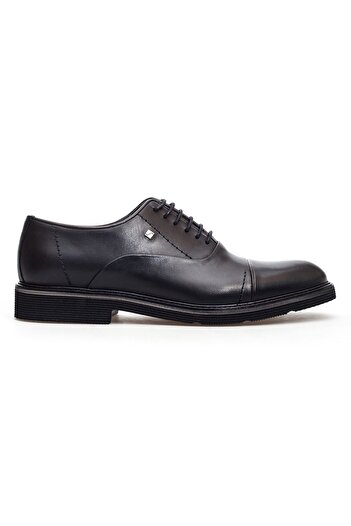 Fosco Black Genuine Leather Lace-Up Classic Men's Shoes