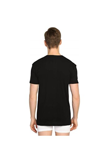 Tutku 4-Piece V-Neck Ribbed Undershirt 0107 Black