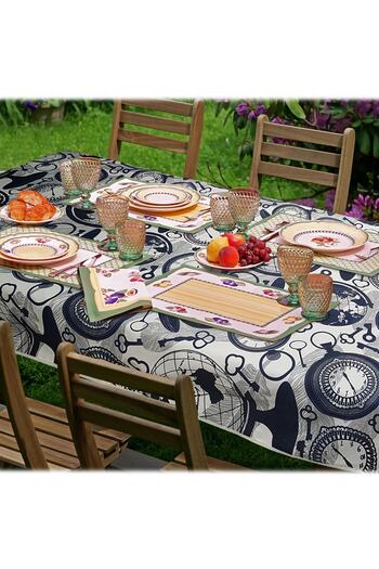 Binbirreyon Table Cloth Large Size Clock Pattern Fabric Tablecloth 120cm X190cm Aj044