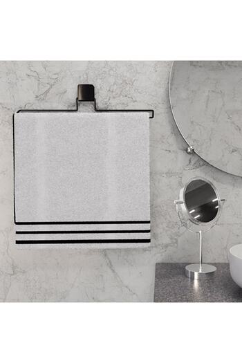 decorev Luxury Bathroom - Stainless Chrome Metal Towel Holder, Long Hanger and Adhesive
