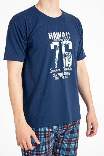 TAMPAP Erkek Baskılı Pijama Takımı Kısa Kollu
