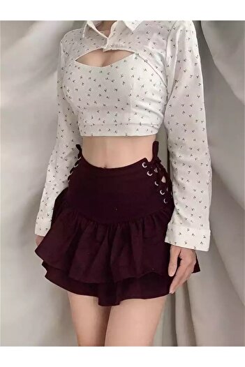 Köstebek Harajuku Gothic Skirt with High Waist and Bandage