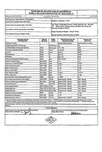 TİJDA Toz Sığır Jelatini Sertifikalı Yenilebilir 200 gr (%100 SAF SIĞR, DOMUZ İÇERMEZ)