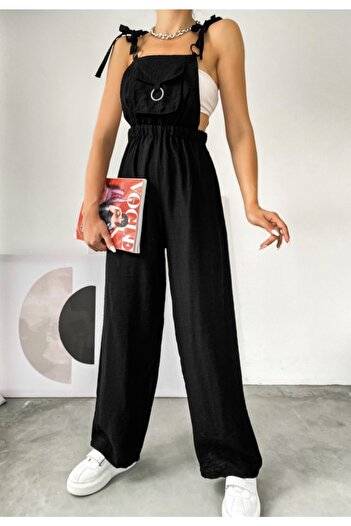 jöns since 1997 Women's Ring Detail Straps Tie-Up Black Gardener Jumpsuit