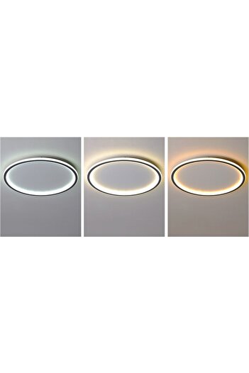 PARBEK Pablo Çember Plafonyer Led Avize Çap 40 cm, Sıva Üstü Led, Siyah Renk, 4000K Gün Işığı-Doğal Beyaz