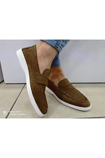 Herayakkabi Men's Leather Suede Loafer Light Sole Style Shoes