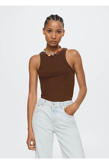 MANGO Woman Elastic Knit Cotton Blouse