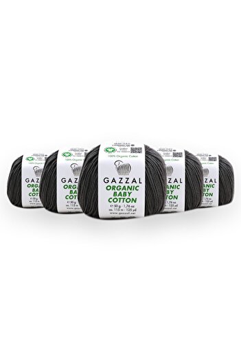 Gazzal Organic Baby Cotton 50 Gr Pack of 5 100% Organic Cotton Hand Knitting Yarn Taka Yarn (435 Obc)