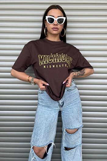 MODAGEN Μπλουζάκι με στάμπα Michigan Coffee Oversize