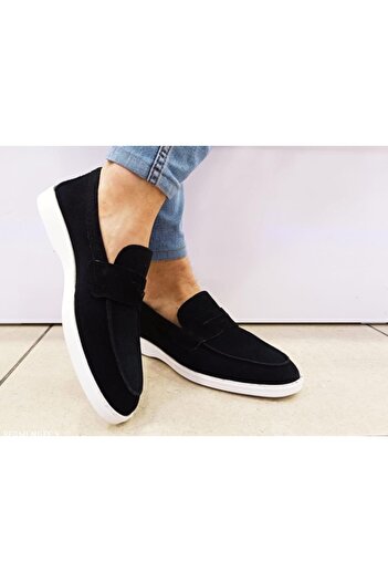 Herayakkabi Men's Leather Suede Loafer Light Sole Style Shoes