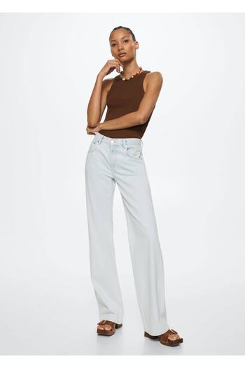MANGO Woman Elastic Knit Cotton Blouse