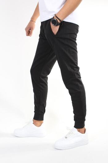 TREND YAŞAR Unisex μαύρο φούτερ με ελαστικά πόδια