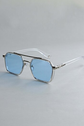 LOOKUP Sunglasses Unisex Bone Vintage Retro Blue Glass Metal Frame Uv400 Protected