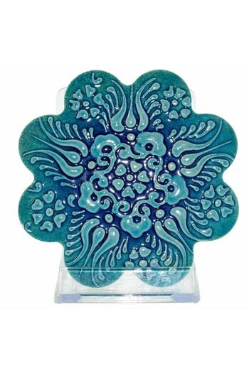 Myros Tile Turquoise Coaster 110 mm Design No. 14
