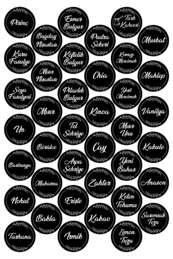 colortouch Black 78 Pieces Round Spice Pulses Jar Label - 4 Cm X 4 Cm Sticker