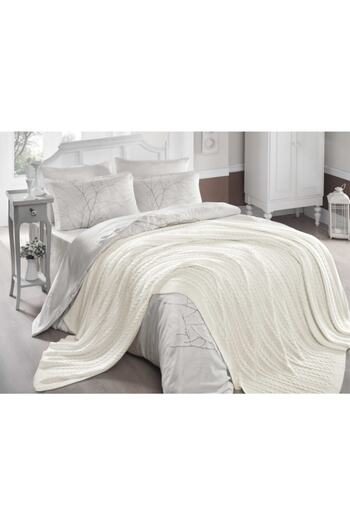 Betires Home Knitted Double Blanket Ecru