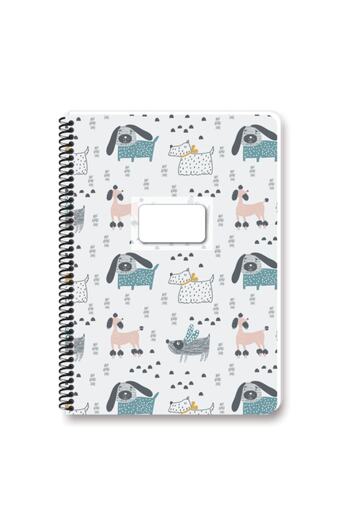 KESKİN COLOR Pets A4 80 Sheets Checked Paperboard Cover Spiral Notebook 60 Grams (Pack of 4)