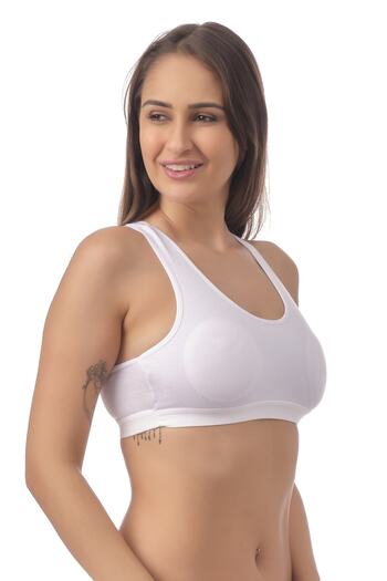 Doce Cravo Combed Cotton Padded Thick Strap Sports Bustier11601817 White