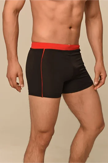 AQUAVİVA Men's Black-Red Lace Shorts Swimsuit