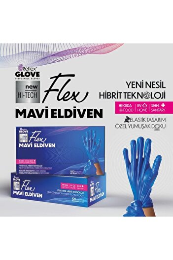 Reflex Flex Blue Powder-Free Gloves 100 Pcs Small