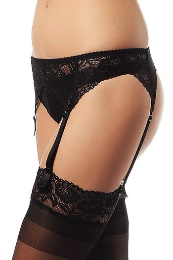 NBB Women's Black Lace Garter Suit 1001
