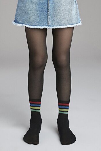 Penti Black Pretty Rainbow Stripe Pantyhose