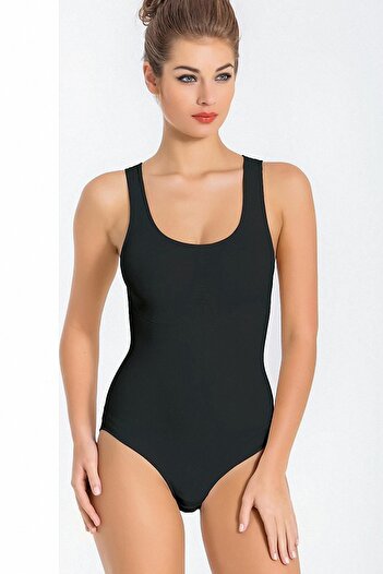 Miss Fit Plain U-Neck Thick Strap Women's Bodysuit 1905