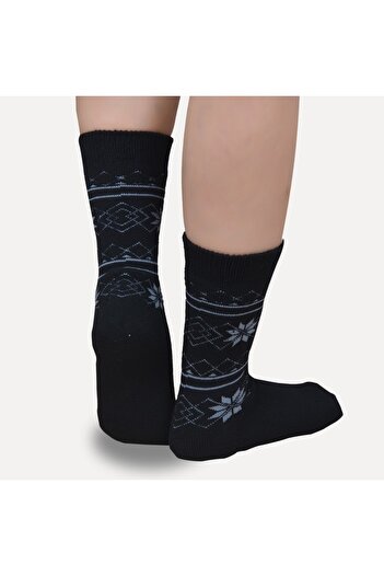 STEPPE BERRY 2 Pairs Women's Authentic Snow Pattern Towel Socks
