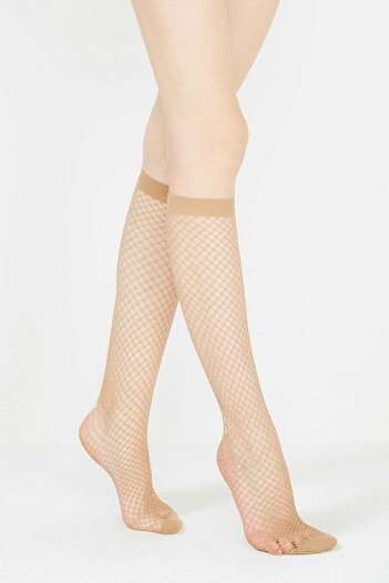Penti Women's Skin Color Classic Mesh Below Knee Trousers Socks 3-Piece