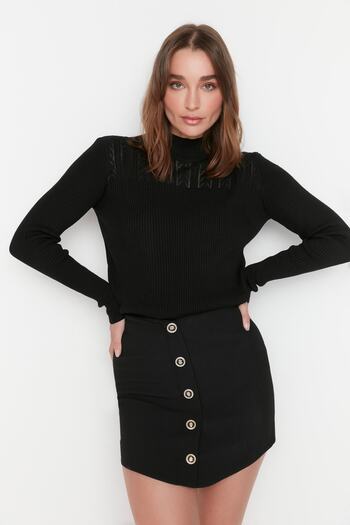 Trendyol Collection Pulover negru din tricotaje ajurate/gauri TWOAW21KZ0934