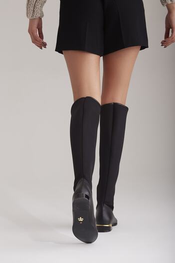 AYAKKABI PRENSİ Janus Lace Detailed Black 3 cm Women's Boots, Heeled Boots