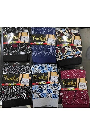 Tutku Men's Lycra Patterned Boxers Pack of 9 Mixed Colors Will Be Available